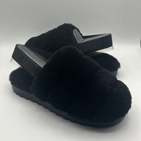 UGG Shoes - UGG Women's Super-Fluff Black Sheepskin Slippers